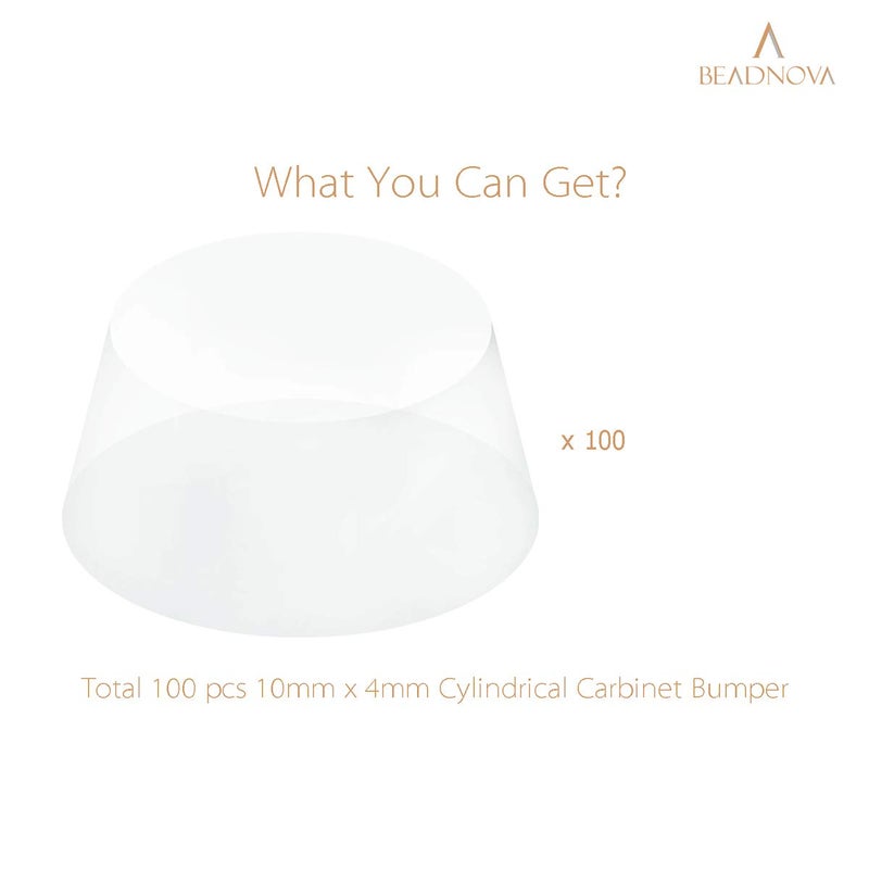 BEADNOVA Rubber Feet 100Pcs Silocone Pads Clear Frame Spacers Picture Bumpers Cabinet Door Protectors Self Adhesive Rubber Feet for Cutting Board (Cylindrical, 10x4mm) - Image 3